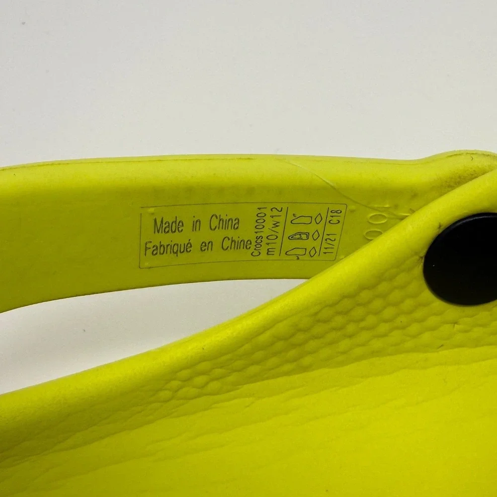Crocs Classic Clog Mens 10 Neon Yellow Lime Green Slip On Comfort Shoes